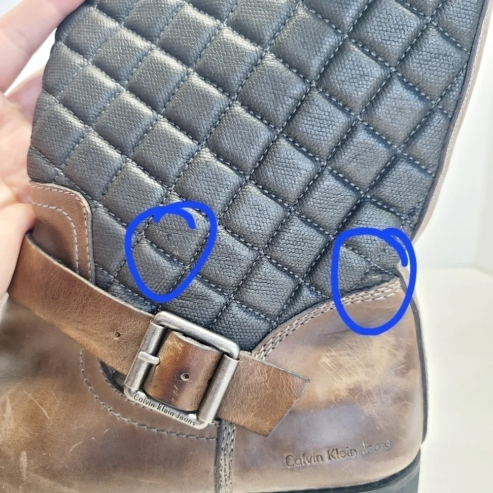 Calvin Klein Jeans Billy Mens Leather Boots Sz 10.5